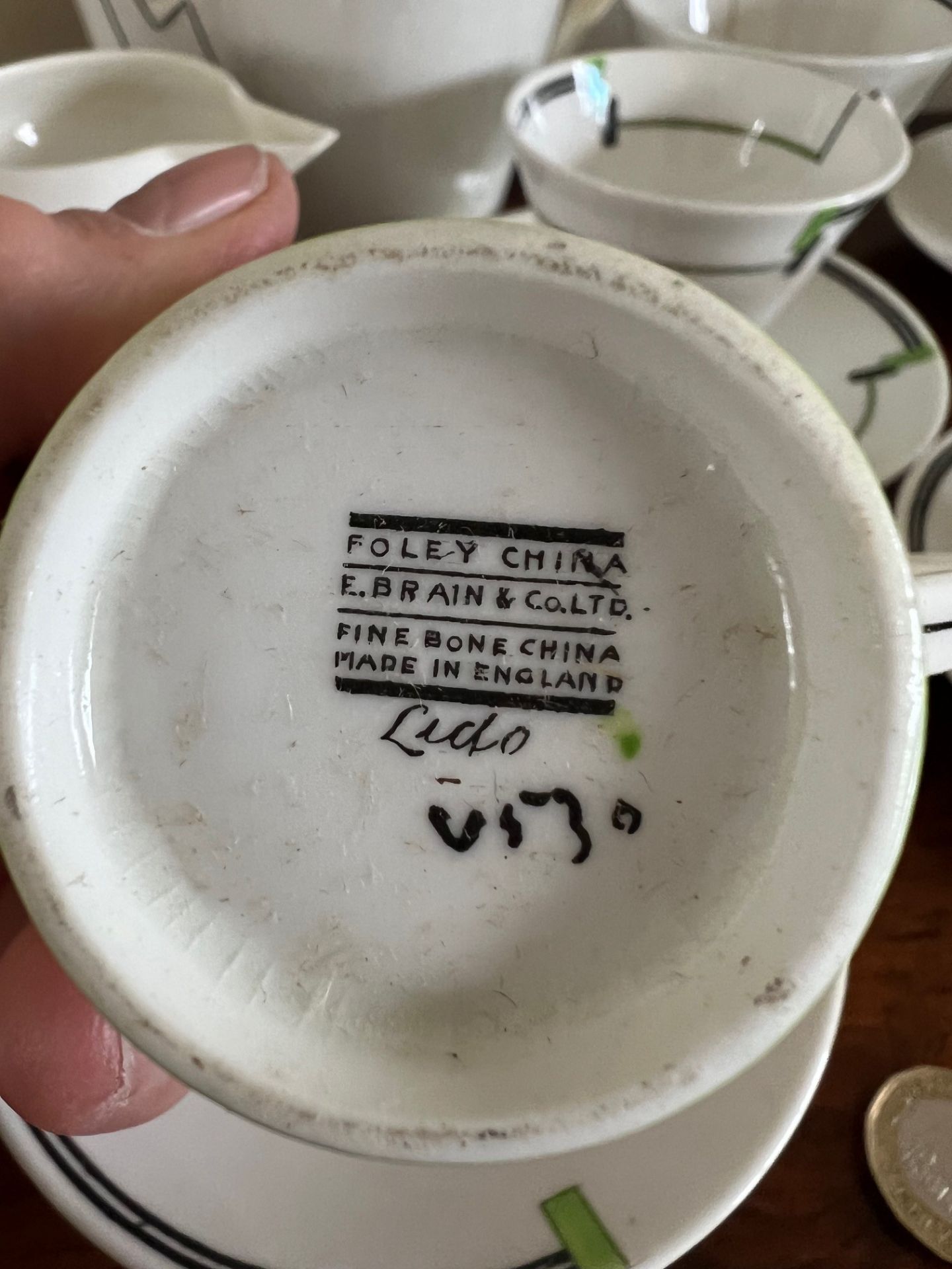 FOLEY CHINA BRAIN & CO, LEIDO PATTERN, TEA SET HAIRLINE TO SUCRIER - Image 2 of 3