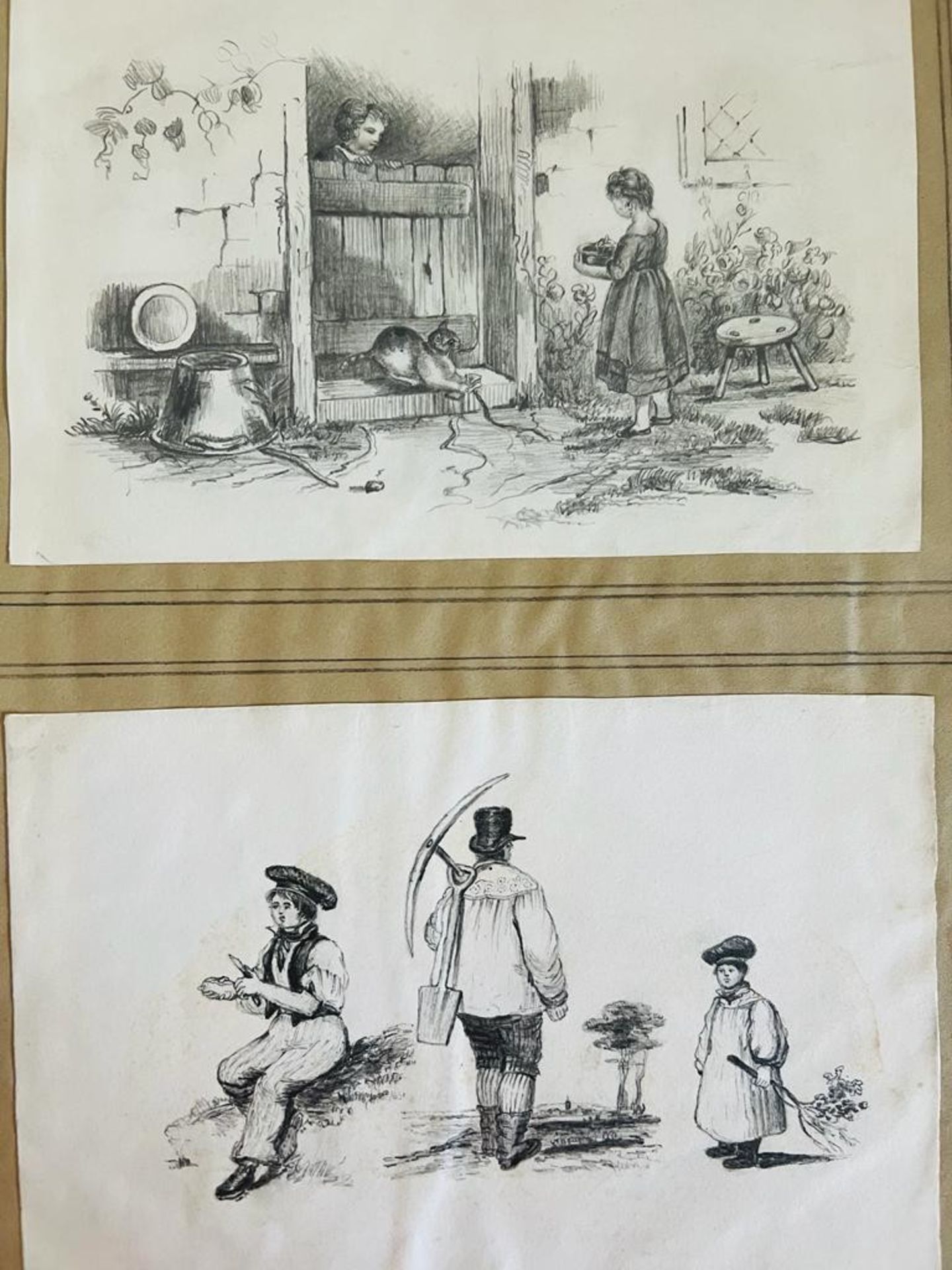 PORTFOLIO OF DRAWINGS AND WATERCOLOURS, SOME SIGNED, MJ HARRISON CIRCA 1843, JC HARRISON 1867, - Image 11 of 12