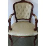 20th century upholstered button back armchair. Approx. 87cms H reasonable used condition with