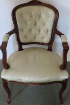 20th century upholstered button back armchair. Approx. 87cms H reasonable used condition with