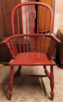20th century Ash/Elm painted country style armchair. Approx. 105cm H Used condition, scuffs and