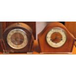 Two oak cased mantle clocks Both in used condition, not tested for working