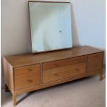 Stag 20th century light oak mirror backed dressing table. Approx. 106 x 149 x 45cms reasonable