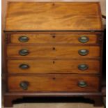 19th century inlaid mahogany writing bureau with fitted interior. Approx. 111cm H x 102cm W x 52cm D