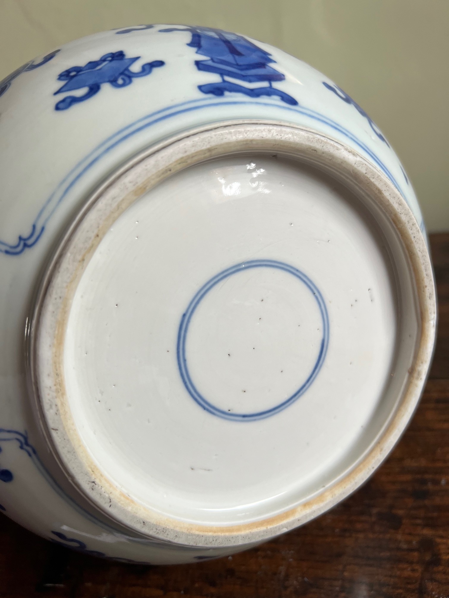 EARLY 20th CENTURY JAPANESE HANGING PLANTER, BLUE AND WHITE, DIAMETER APPROX 16cm - Image 3 of 3