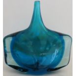 Mdina 1970's green/blue coloured art glass vase. Approx. 22cms H reasonable used with surface