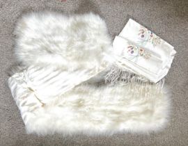 FEATHER/DOWN EVENING STOLE, APPROX 2m, ALSO EMBROIDERED SCARF