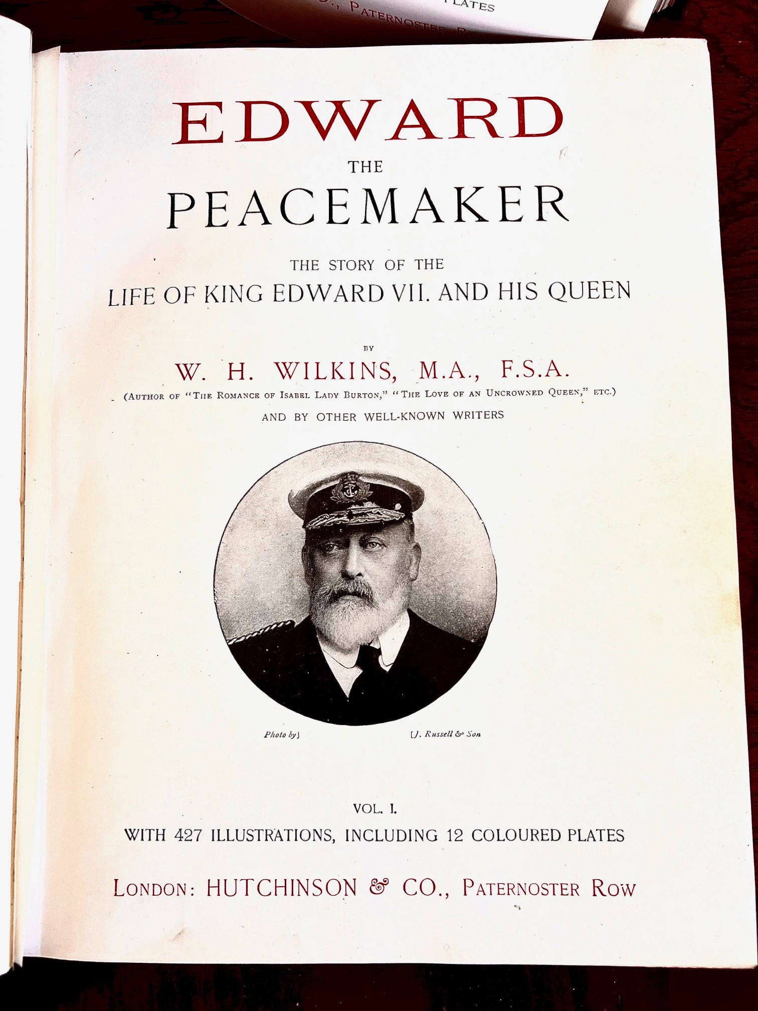 WILKINS, TWO VOLUMES, EDWARD THE PEACE MAKER, QUARTER LEATHER BOUND - Image 2 of 3