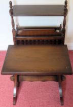 Small oak side table, plus wooden magazine rack both reasonable used condition with minor scuffs and