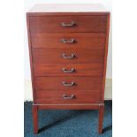 20th century mahogany music cabinet with drop front drawers. Approx. 86.5cm H x 46.5cm W x 39.5cm