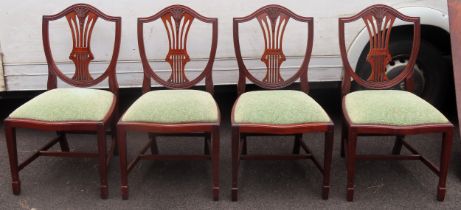Set of four 20th century mahogany dining chairs. Approx. 95cm H Reasonable used condition, scuffs,