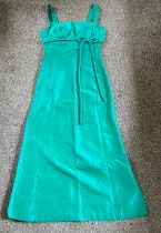 SILK EVENING DRESS (HANDMADE), EMERALD, SIZE 12