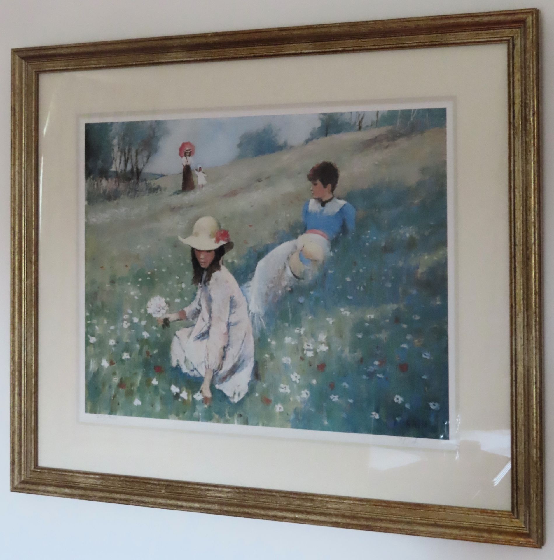 J Durkin - Framed pencil signed limited edition polychrome print depicting a country scene with