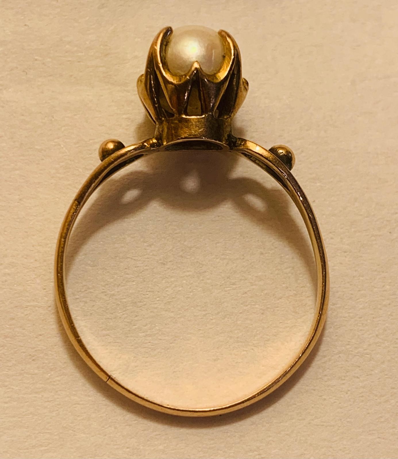 18ct GOLD RING SET WITH NATURAL PEARL, HAS BEEN RESIZED, SIZE Q, TOTAL WEIGHT APPROX 2.29g - Image 5 of 5
