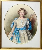 W PERCY, WATERCOLOUR OVAL PORTRAIT, 1869, PORTRAIT SIZE APPROX 53 x42cm