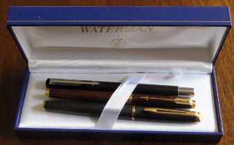 Vintage Parker pen, plus two Waterman pens All in used condition, unchecked