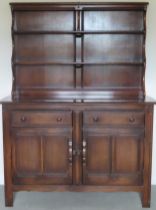 Ercol 20th century oak kitchen dresser with plate rack. Approx. 160 x 116 x 47cms reasonable used