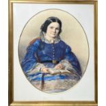 W PERCY, WATERCOLOUR OVAL PORTRAIT, 1869, PORTRAIT SIZE APPROX 53 x42cm
