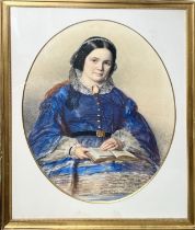 W PERCY, WATERCOLOUR OVAL PORTRAIT, 1869, PORTRAIT SIZE APPROX 53 x42cm