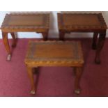 Three small 20th century carved mahogany pie crust edged tables on ball and claw supports reasonable