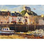 KEITH GARDNER RCA, OIL ON BOARD, 'ILFRACOMBE HARBOUR', APPROX 15 x 20cm