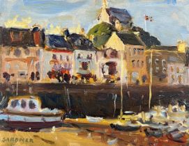KEITH GARDNER RCA, OIL ON BOARD, 'ILFRACOMBE HARBOUR', APPROX 15 x 20cm