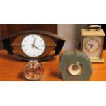 1970's style Metamec mantle clock, plus three other mantle clocks All in used condition, not