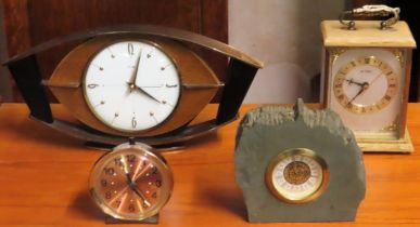 1970's style Metamec mantle clock, plus three other mantle clocks All in used condition, not