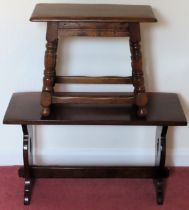 Oak side table, plus oak joynt stool reasonable used condition with minor scuffs scratches etc