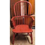 20th century Ash/Elm painted country style armchair. Approx. 125cm H Used condition, scuffs and