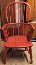 20th century Ash/Elm painted country style armchair. Approx. 125cm H Used condition, scuffs and