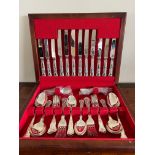 FORTY-FOUR PIECES OF SHEFFIELD PLATE CUTLERY, IN CANTEEN, UNUSED