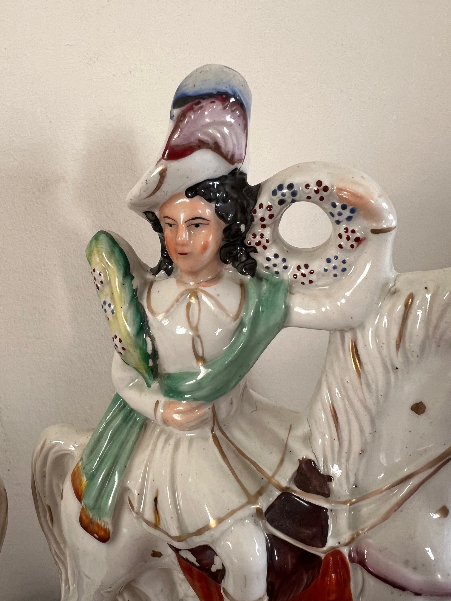 PAIR OF STAFFORDSHIRE 19th CENTURY 'WAR & PEACE' CERAMIC FIGURES, APPROX 29cm HIGH - Image 3 of 6