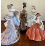 FOUR COALPORT CERAMIC FEMALE FIGURES AND ANOTHER