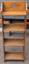 Small set of open shelves. Approx. 86cm H x 30cm W x 16cm D Reasonable used condition, scuffs and