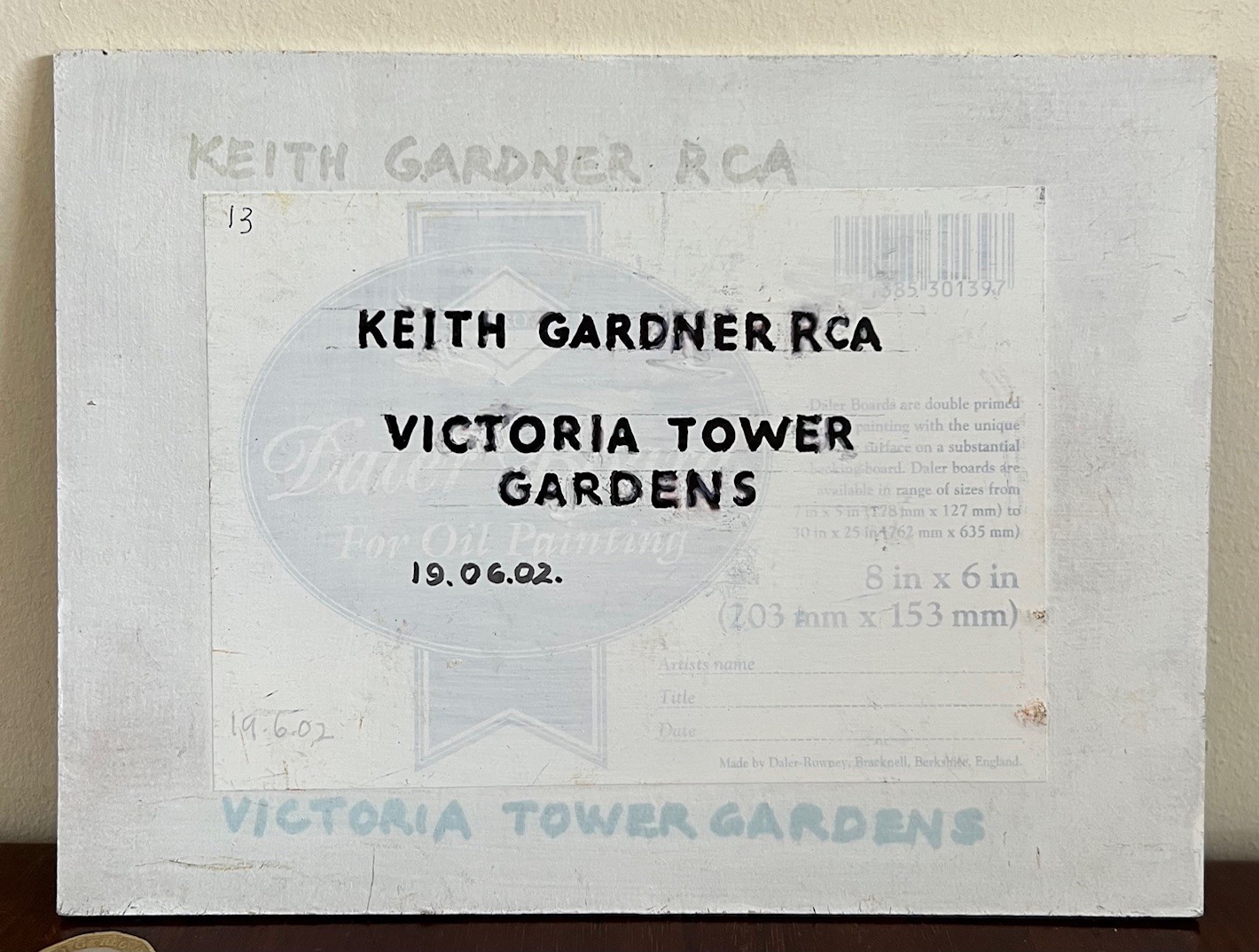 KEITH GARDNER RCA, OIL ON BOARD, 'VICTORIA TOWER GARDENS', APPROX 15 x 20cm - Image 2 of 2