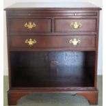 20th century mahogany three drawer side table. Approx. 63 x 58 x 40cms reasonable used condition