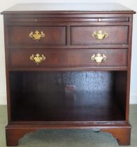 20th century mahogany three drawer side table. Approx. 63 x 58 x 40cms reasonable used condition