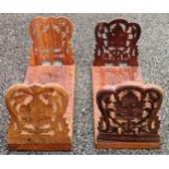 Two sets of carved wooden bookracks Reasonable used condition, scuffs and scratches