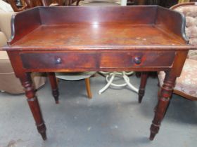 Victorian mahogany two drawer washstand. Approx. 88cm H x 91cm W x 49cm D Used condition, scuffs and