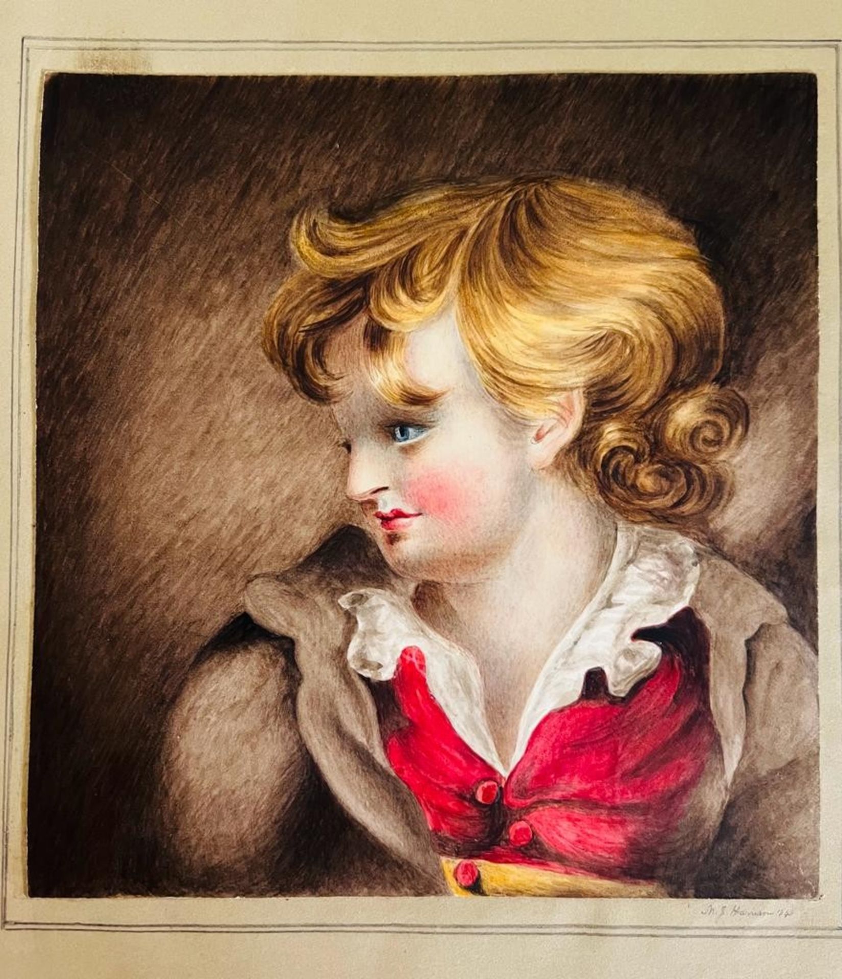 PORTFOLIO OF DRAWINGS AND WATERCOLOURS, SOME SIGNED, MJ HARRISON CIRCA 1843, JC HARRISON 1867,