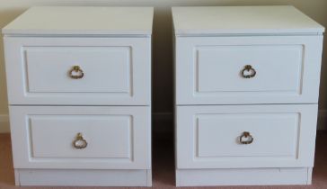 Pair of 20th century melamine two drawer bedside chest. Approx. 59 x 50 x 47cms reasonable used