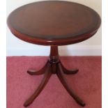 20th century mahogany inlaid circular side table on quad supports. Approx. 53 x 56cms reasonable