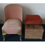 Lloyd loom bedroom chair, footstool, plus pouffe All in used condition, unchecked
