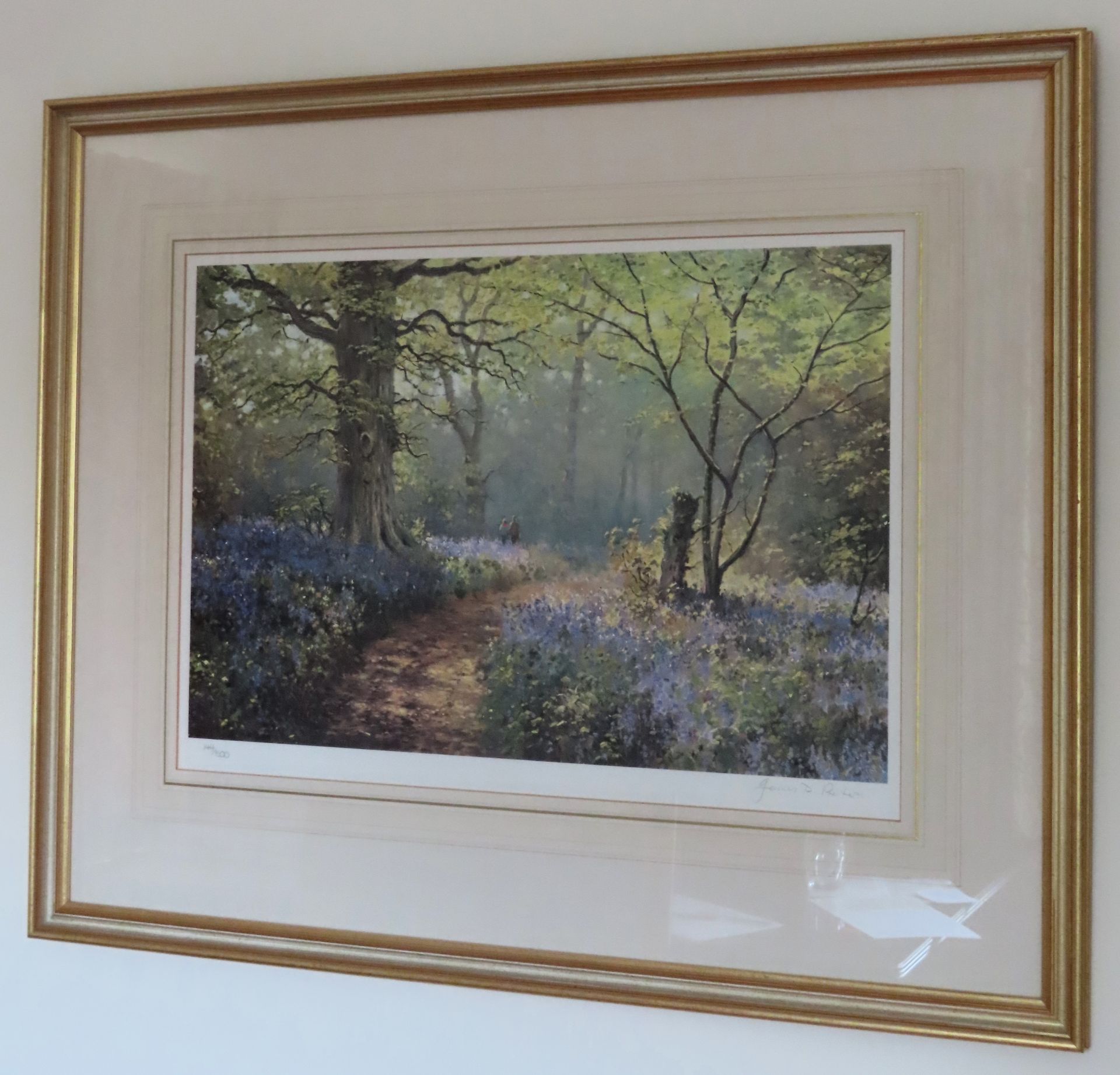 J D Preston - Framed limited edition pencil signed polychrome print depicting a woodlands scene.