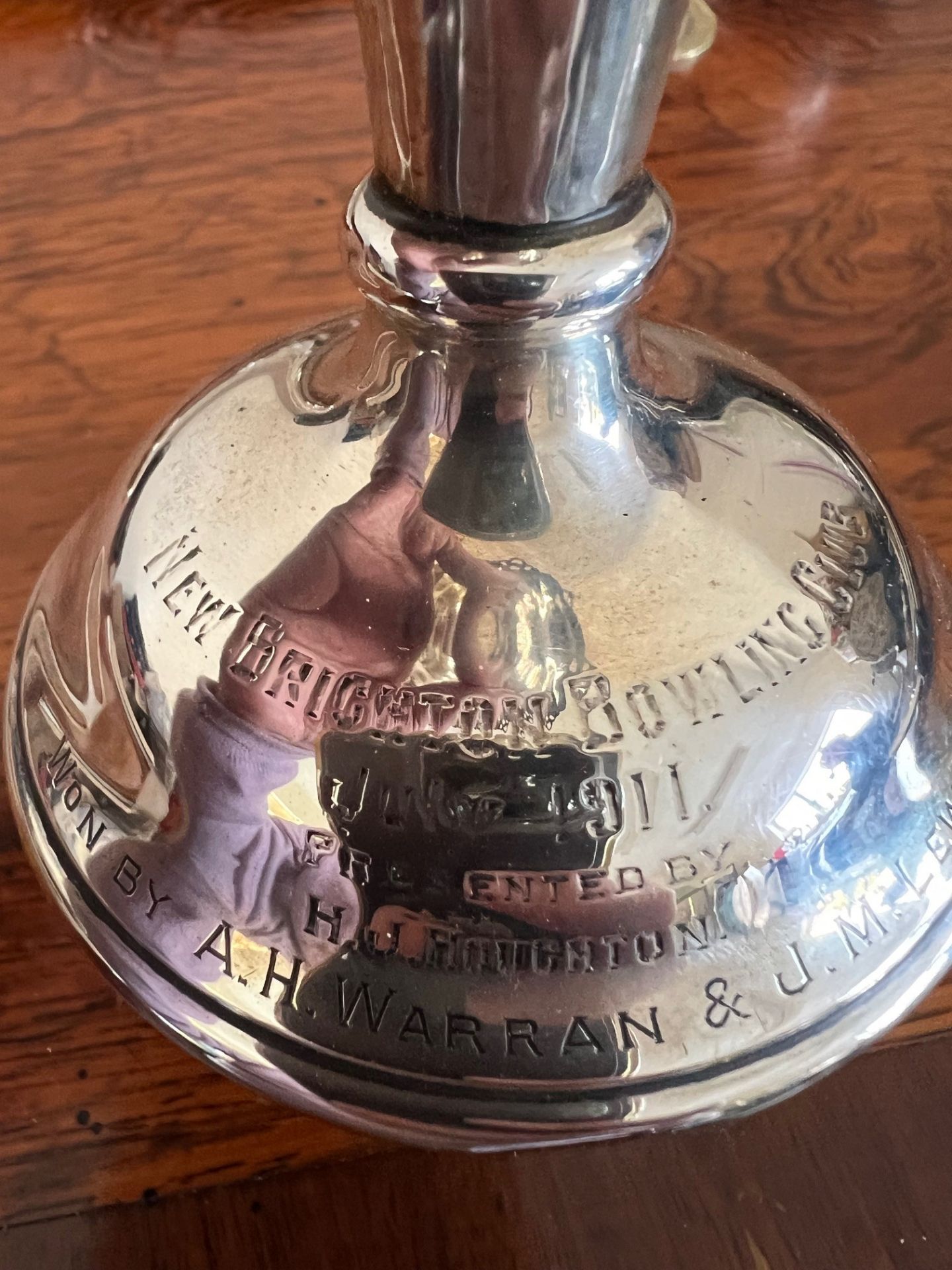 SILVER TRUMPET VASE INSCRIBED NEW BRIGHTON BOWLING CLUB 1911, ALSO SILVER ROSE BOWL, COMBINED WEIGHT - Image 2 of 2