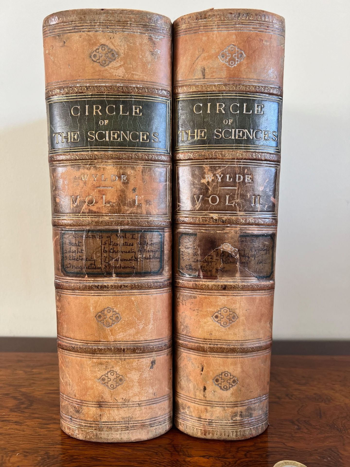 ED WYLDE LORD BROUGHAM 'CIRCLE OF THE SCIENCES', TWO VOLUMES, QUARTER LEATHER BOARDS