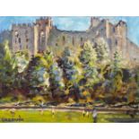 KEITH GARDNER RCA, OIL ON BOARD, 'LUDLOW CASTLE', APPROX 15 x 20cm