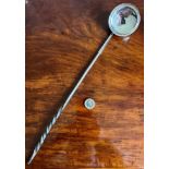 UNHALLMARKED SILVER LADLE, WRITHEN HORN HANDLE, APPROX 40cm LONG