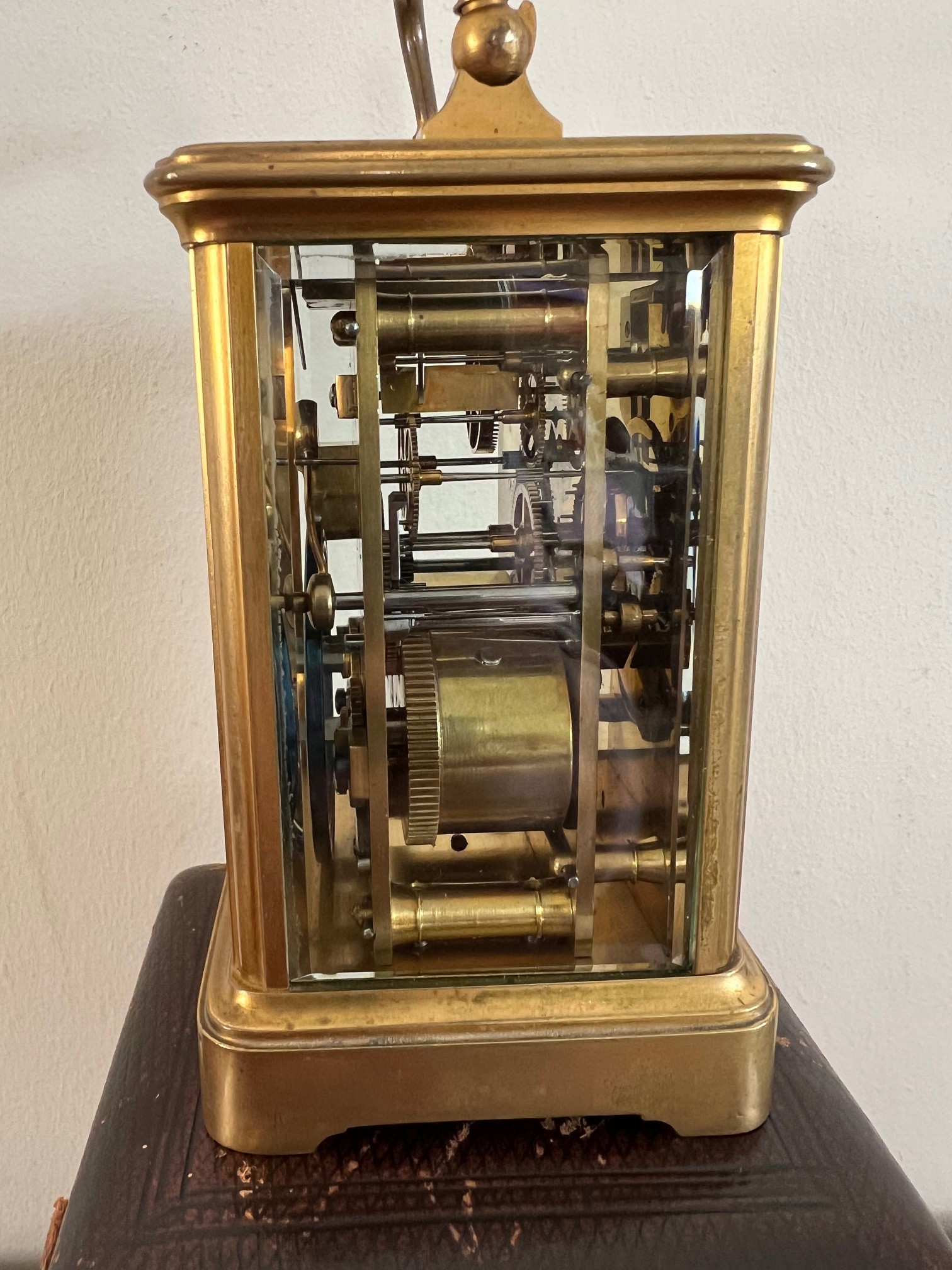 BRASS CARRIAGE CLOCK, BENSON OF LONDON, WITH COMPLETE LEATHER CARRIAGE CASE - Image 2 of 4